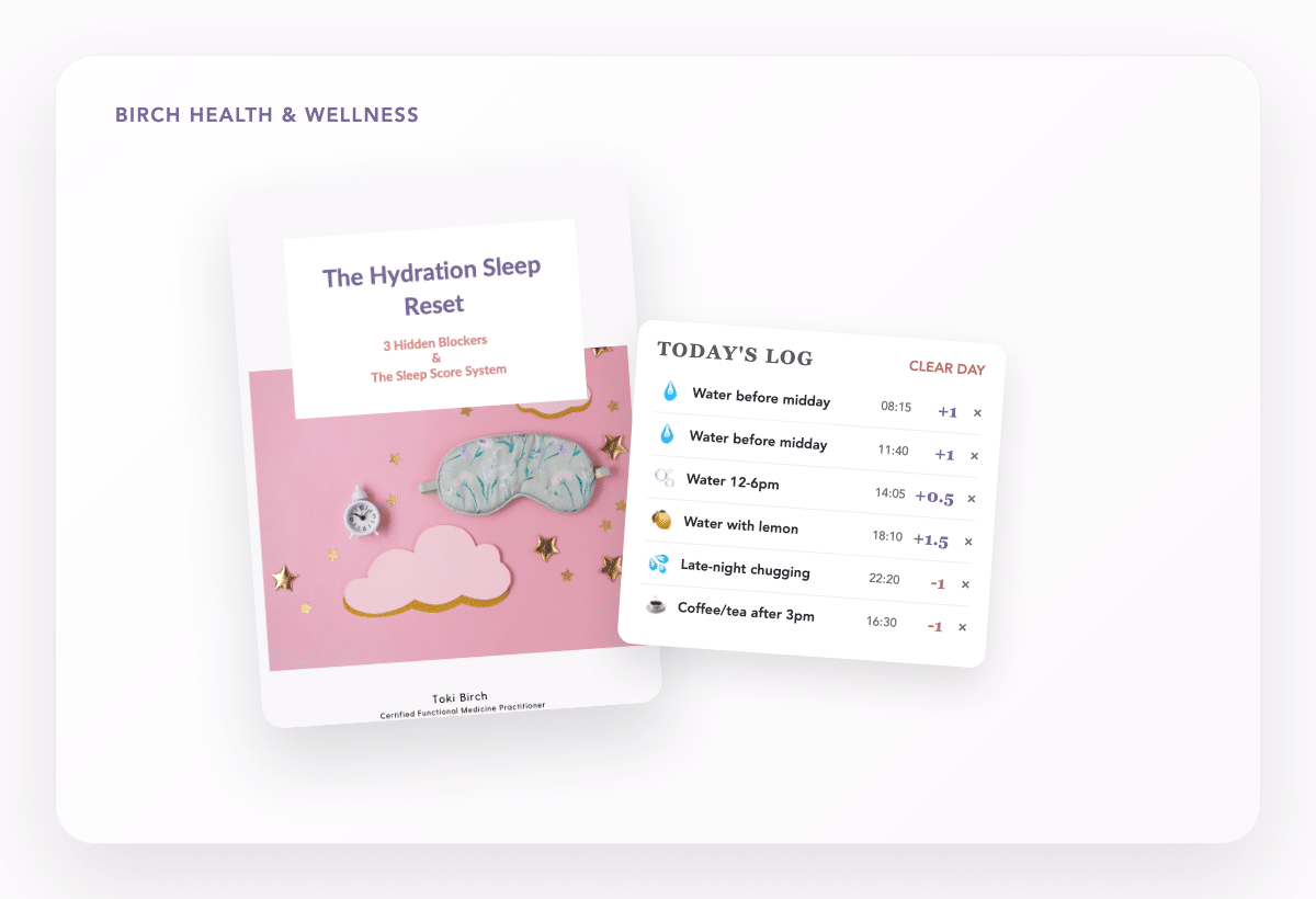Hydration Sleep Reset guide and tracker mockup
