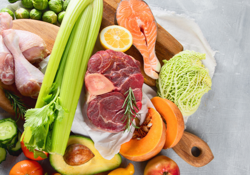 A variety of nutrient-dense foods beneficial for managing Hashimoto's disease.